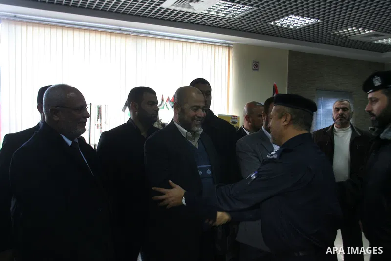 Hamas leader Mousa Abu Marzouk, upon his departure from the Gaza Strip through the Rafah border crossing with Egypt on December 14, 2012. Marzouq arrived to Gaza strip on December 7 during a visit to the Gaza Strip to ma...