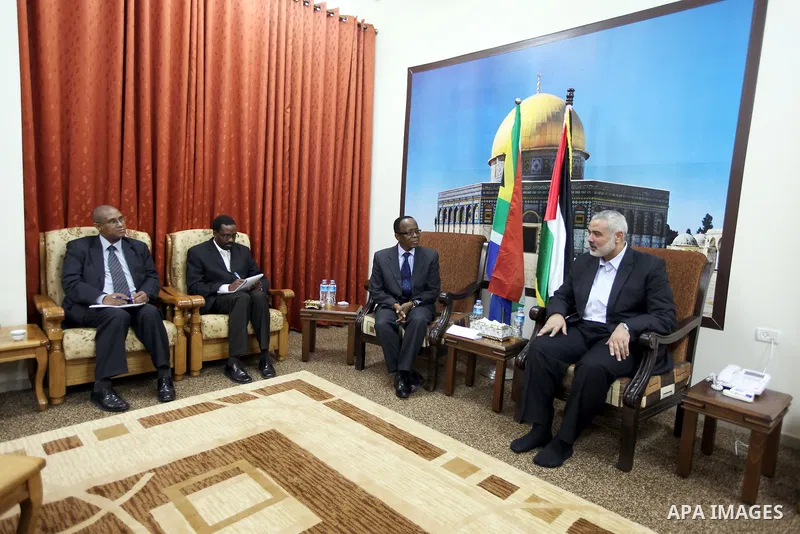 Palestinian Prime Minister in Gaza strip meets with ambassador of South Africa in Gaza city on 18 December 2012. Photo by Mohamed Asad