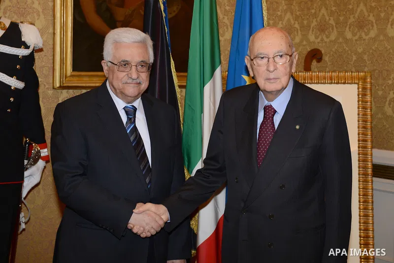 Palestinian President Mahmoud Abbas (Abu Mazen) meets with Italian President in Rome, on Dec.18, 2012. Photo by Thaer Ganaim