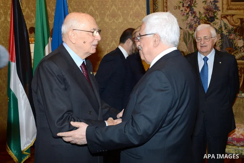 Palestinian President Mahmoud Abbas (Abu Mazen) meets with Italian President in Rome, on Dec.18, 2012. Photo by Thaer Ganaim