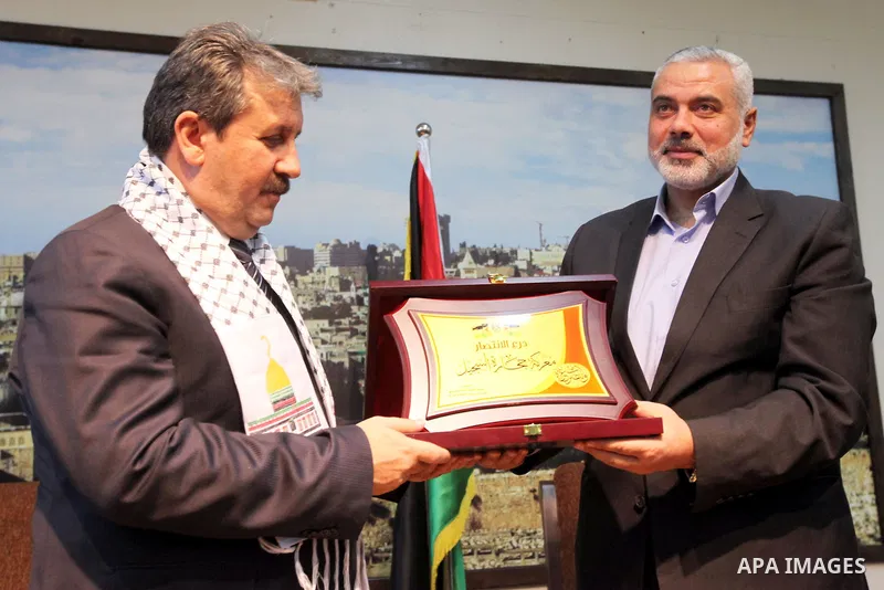 Palestinian Prime Minister in Gaza strip Ismail Haniyeh, meets with Turkish delegation in Gaza city on 20 December 2012. Photo by Mohammed Asad