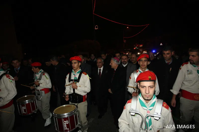 Palestinian Prime Minister Salam Fayyad attends the lighting ceremony of a Christmas tree in the village of Beit Sahour near the West Bank city of Bethlehem on 20 December 2012. Photo by Mustafa Abu Dayeh