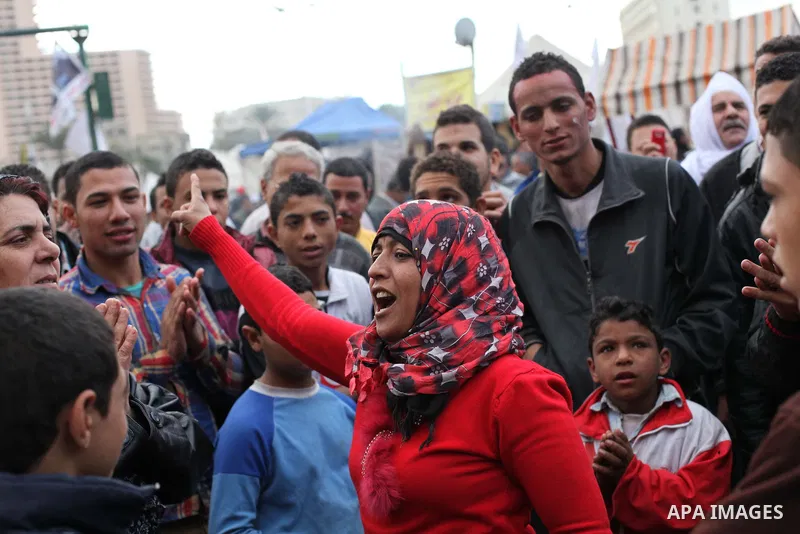 Egyptian protesters gather for a demonstration at Tahrir square in Cairo, Egypt, Friday, Dec. 21, 2012. Running clashes between rival protesters erupted in Egypt's second city Alexandria, on the eve of the final round of...