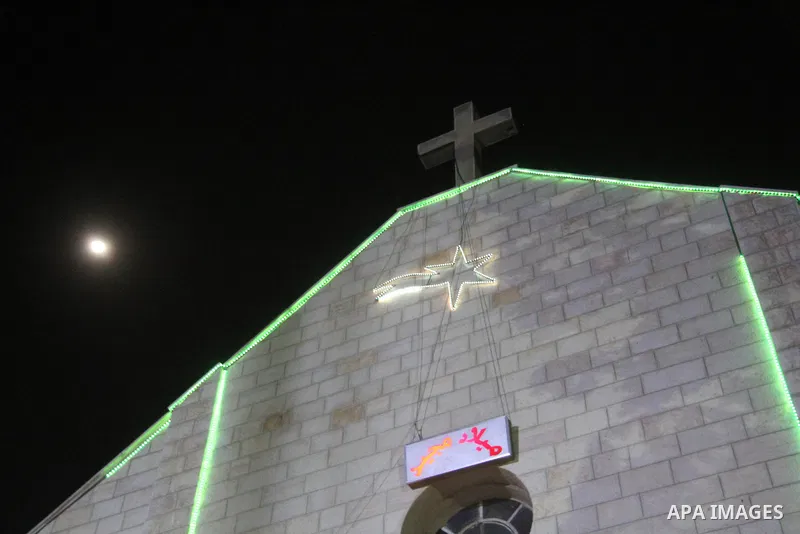 A general view of the Church of Deir Latin during Christmas celebrations in in Gaza city, on December 24, 2012. Photo by Ezz al-Zanoon