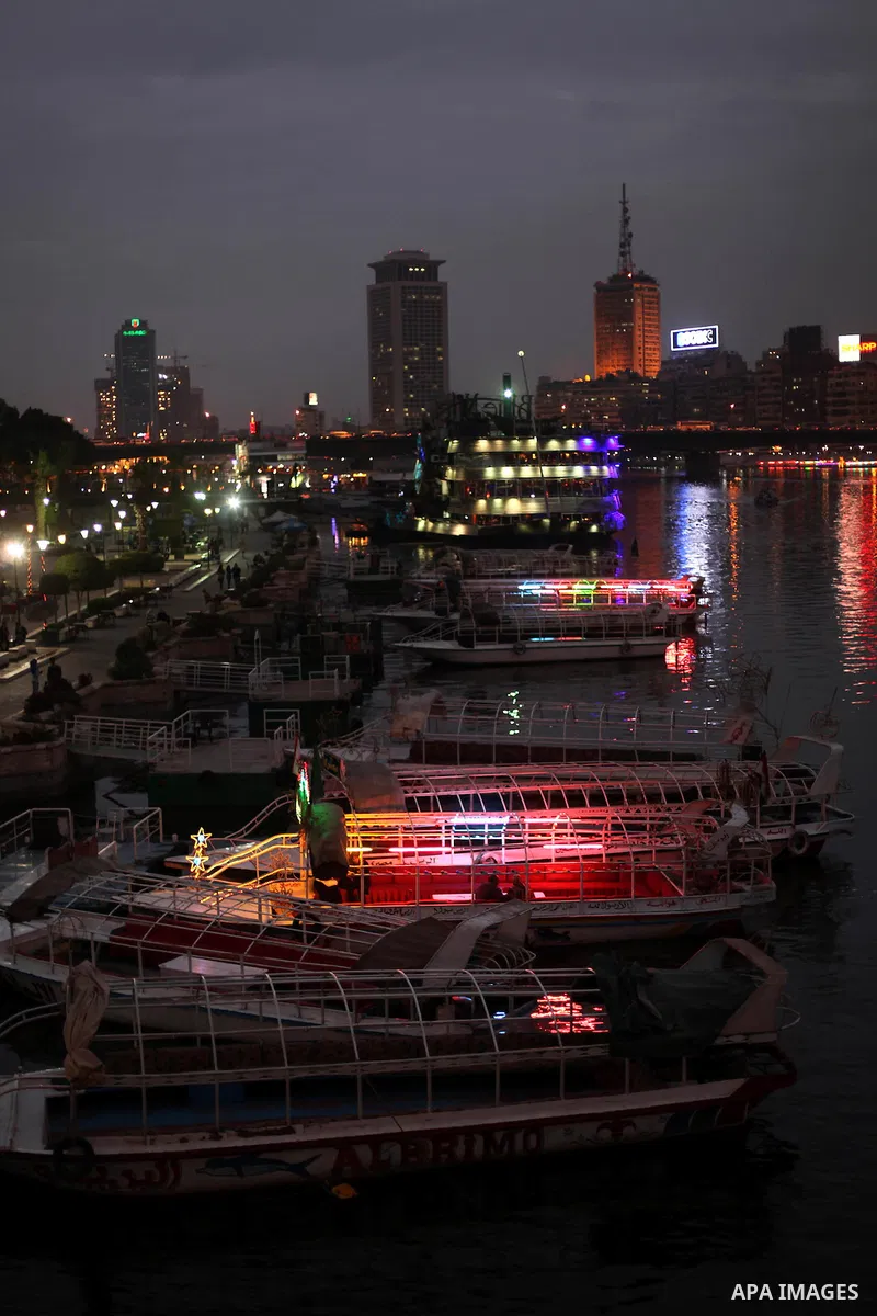 Boats parked waiting for customers on the Nile river, in Cairo, Egypt, Dec. 25, 2012. Boat rides for many Egyptians are part of the nightlife culture. Photo by Ashraf Amra