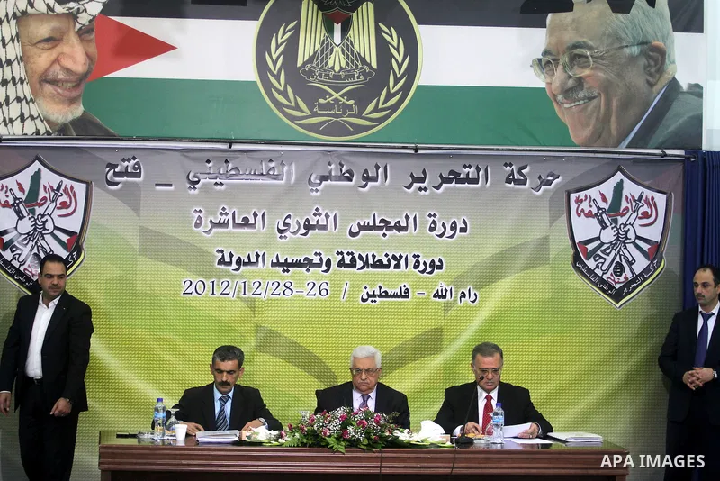 Palestinian President Mahmoud Abbas, attends a meeting of his Fatah Party, at his headquarter in the West Bank city of Ramallah, 26 December 2012. Photo by Issam Rimawi