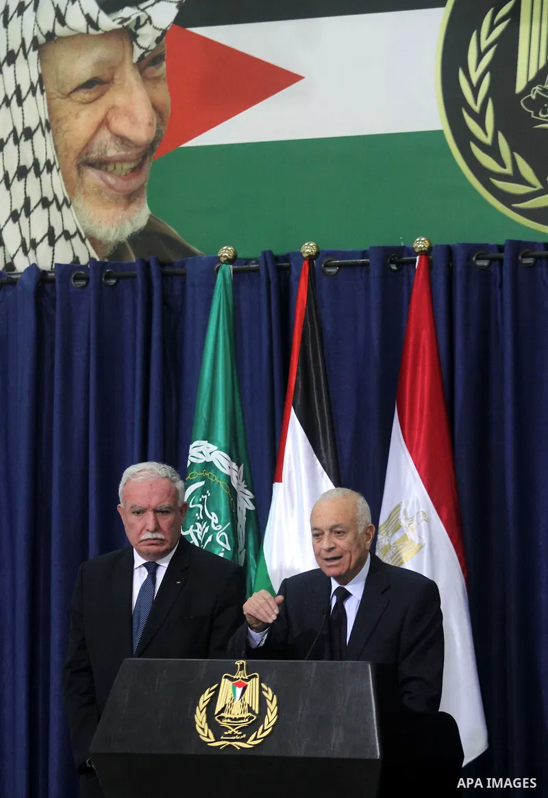 Arab League Secretary-General Nabil Elaraby, talks to the media after he met with Palestinian Authority President Mahmoud Abbas, in the West Bank city of Ramallah, 29 December 2012. Photo by Issam Rimawi