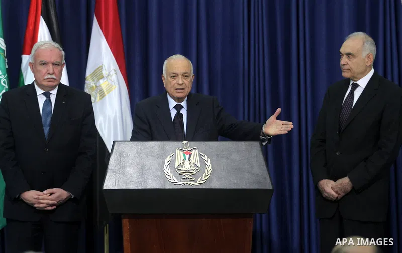 Arab League Secretary-General Nabil Elaraby, talks to the media after he met with Palestinian Authority President Mahmoud Abbas, in the West Bank city of Ramallah, 29 December 2012. Photo by Issam Rimawi