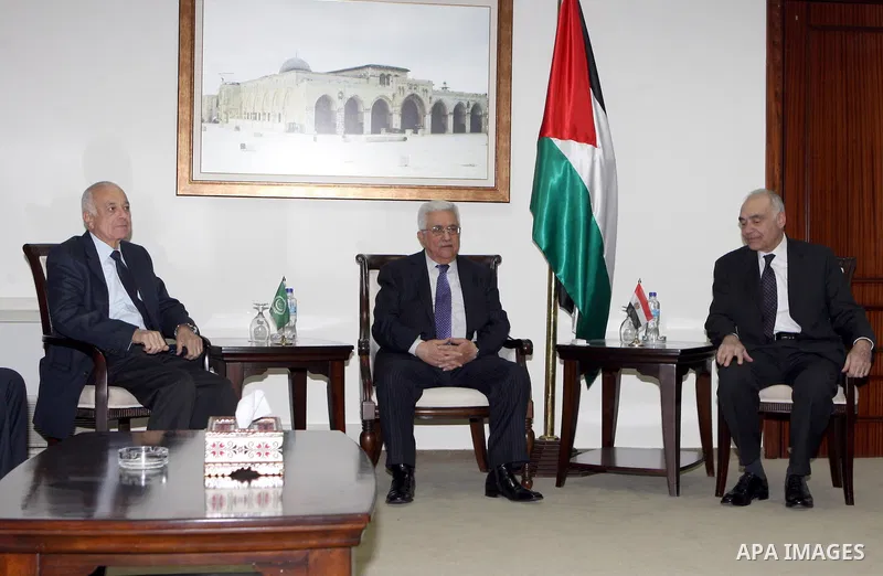 President Mahmoud Abbas (Abu Mazen) during a meeting the secretary-general of the Arab League Nabil Elaraby and Egyptian Foreign Minister,in the west bank of Ramallah on December 29, 2012. Photo by Thaer Ganaim