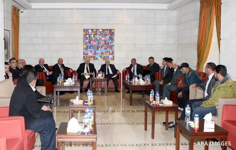Secretary General of the Arab League Nabil Elaraby and Egyptian Foreign Minister during a meeting families of Palestinian prisoners,in the west bank of Ramallah on December 29, 2012. Photo by Thaer Ganaim