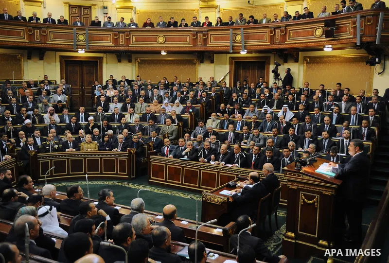 Egyptian President Mohamed Mursi delivers a speech to the Shura Council, or upper house of parliament, in Cairo December 29, 2012. Mursi said on Saturday his country supported the Syrian revolution and that President Bas...