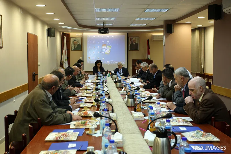 Palestinian Prime Minister Salam Fayyad heads the fourteenth meeting for the Palestinian advisory council for official statistics, in the West Bank city of Ramallah on December 30, 2012. Photo by Mustafa Abu Dayeh