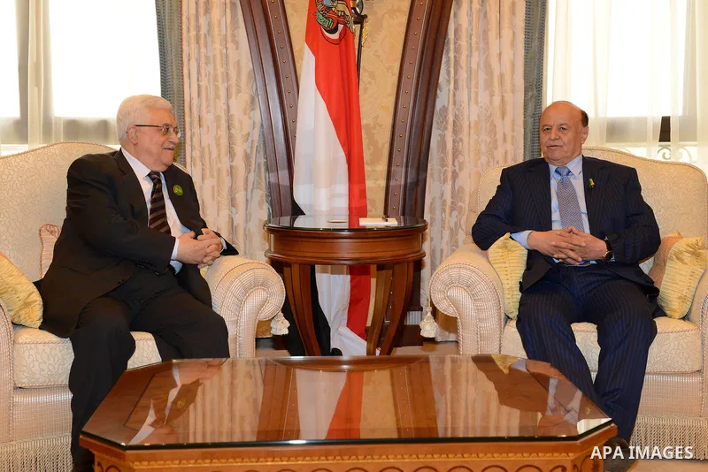 Palestinian President Mahmoud Abbas meets with Yemeni President Abed Rabbo Mansour Hadi in Riyadh on January 21, 2013. Photo by Thaer Ganaim