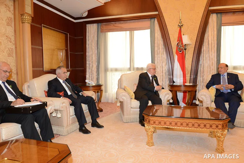 Palestinian President Mahmoud Abbas meets with Yemeni President Abed Rabbo Mansour Hadi in Riyadh on January 21, 2013. Photo by Thaer Ganaim