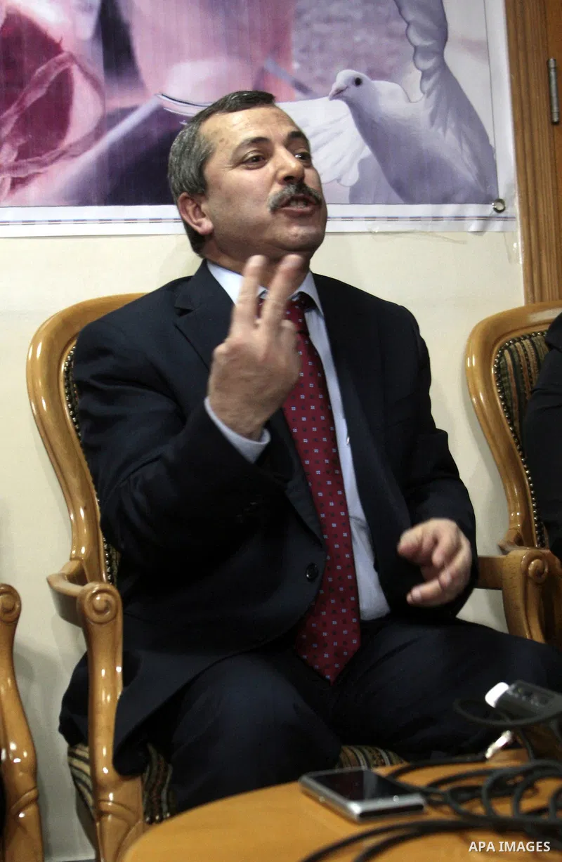Doctor Salem Abu Khaizaran speaks during a press conference to announce for the succes artificial insemination operations after smuggling sperm samples from four Palestinian prisoners, in the West Bank city of Nablus on...