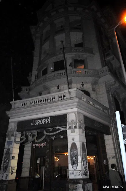 A picture shows the charred remains of Egyptian laywer Ayman Nur's office, chairman of the Ghad El-Thawra Party, after members of the Black Bloc group torched his office in downtown Cairo on February 22, 2013. Photo by T...