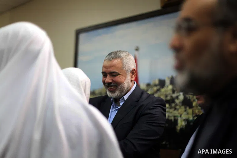 Palestinian Prime Minister in Gaza strip Ismail Haniyeh, receives delegation of the preachers and Egyptian scientists, in Gaza city, on Feb. 23, 2013. Photo by Ashraf Amra