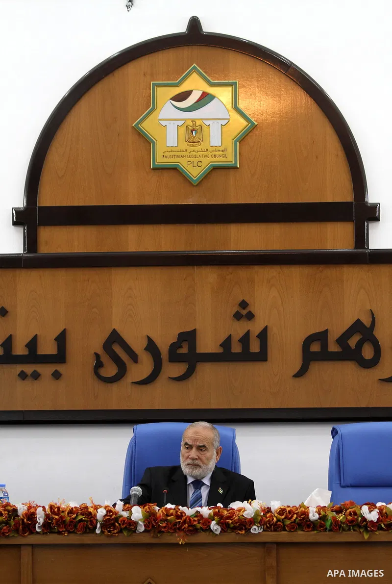 The spokesman of the Palestinian Parliament in Gaza Strip, Ahmed Bahar delivers speech during a press conference to discuss issue the death of the Palestinian prisoner in an Israeli jail, in Gaza city on Feb. 28, 2013. P...