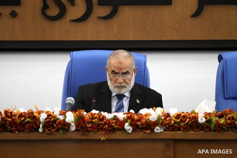 The spokesman of the Palestinian Parliament in Gaza Strip, Ahmed Bahar delivers speech during a press conference to discuss issue the death of the Palestinian prisoner in an Israeli jail, in Gaza city on Feb. 28, 2013. P...