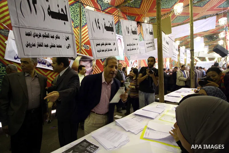 Egyptian journalists participate in the voting during the Journalists Syndicate elections in Cairo on march 01, 2013. Journalists Syndicate elections will determine the new head of a syndicate that has arguably the stron...
