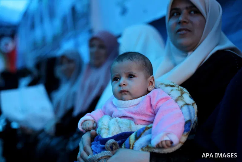 Palestinian women attend a protest calling for the release of Palestinian prisoners from Israeli jails in Gaza City on March 07, 2013 during a rally for the International Women's Day which is celebrated worldwide on Marc...
