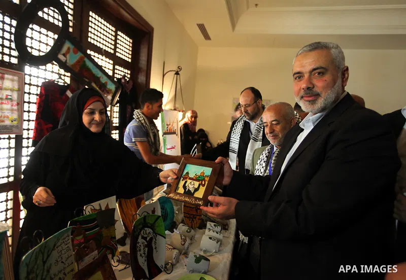 Palestinian Prime Minister in Gaza Strip Ismail Haniyeh take part in the Conference "Uniting for the return right", in Gaza city on May 13, 2013. Palestinians will mark Nakba, or catastrophe, which commemorates the exodu...