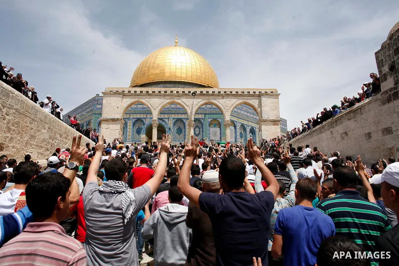 Palestinians take part in a protest after Friday prayers at the compound of al-Aqsa mosque, in Jerusalem's Old City May 17, 2013. Palestinians mark "Nakba" (Catastrophe) on May 15 to commemorate the expulsion or fleeing...