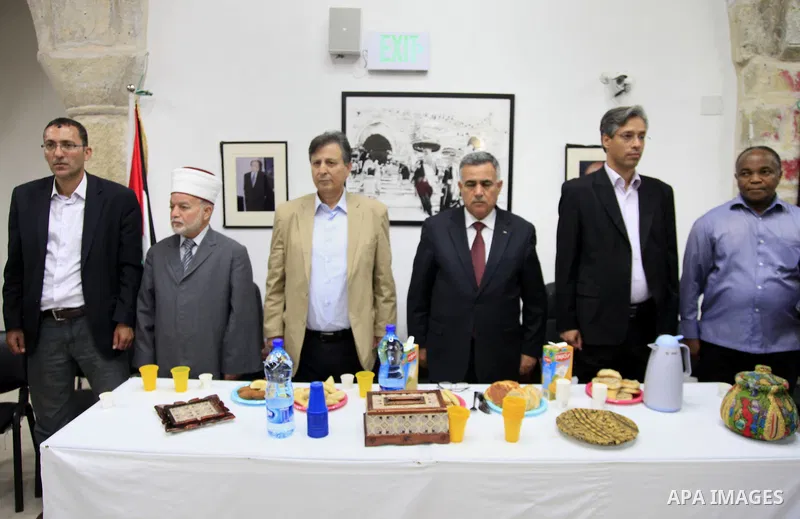 Palestinian and African Officials attend the ceremony of re-open The Society of the African community, in Jerusalem's Old City on June 01, 2013. Photo by Saeed Qaq