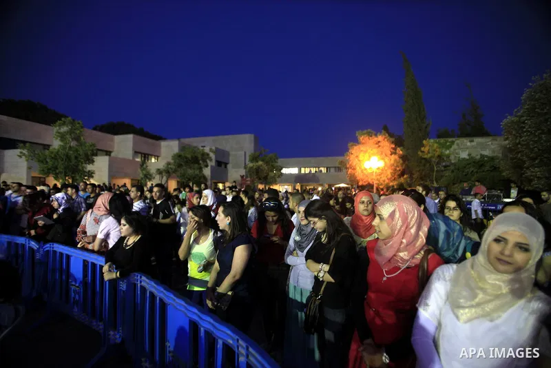 Palestinians of the wattan student movement participate in the fifth Palestinian Heritage Festival at the Hebrew University in Jerusalem on June 3, 2013. Photo by Saeed Qaq