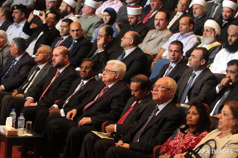 Palestinian President Mahmoud Abbas attends the fourth annual conference on Jerusalem, in the West Bank city of Ramallah, 05 June 2013. Abbas said Wednesday that the Palestinian people will never give up their right to J...