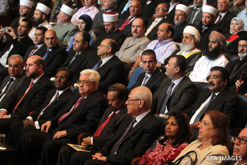 Palestinian President Mahmoud Abbas attends the fourth annual conference on Jerusalem, in the West Bank city of Ramallah, 05 June 2013. Abbas said Wednesday that the Palestinian people will never give up their right to J...