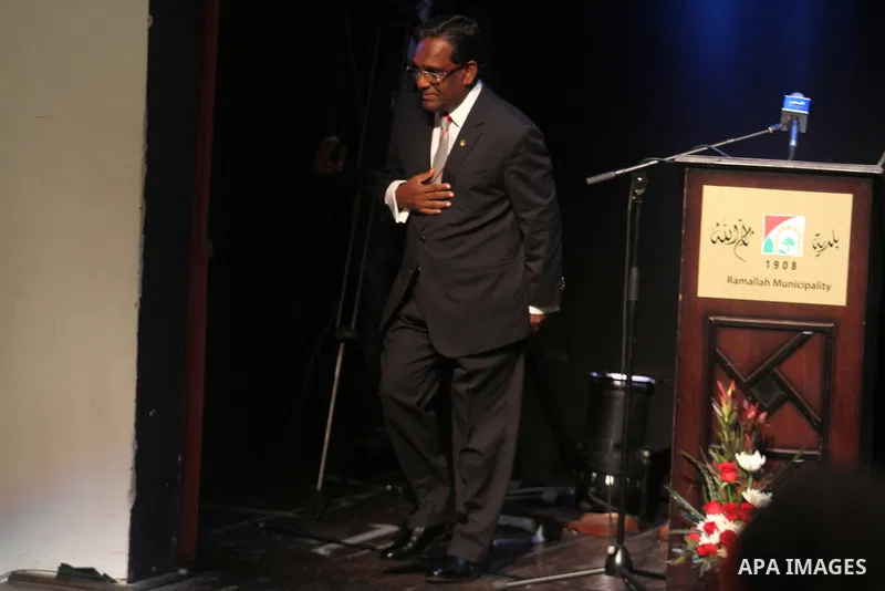 Maldivian President Mohamed Waheed Hassan attends the fourth annual conference on Jerusalem, in the West Bank city of Ramallah, 05 June 2013. Palestinian President Mahmoud Abbas said Wednesday that the Palestinian people...