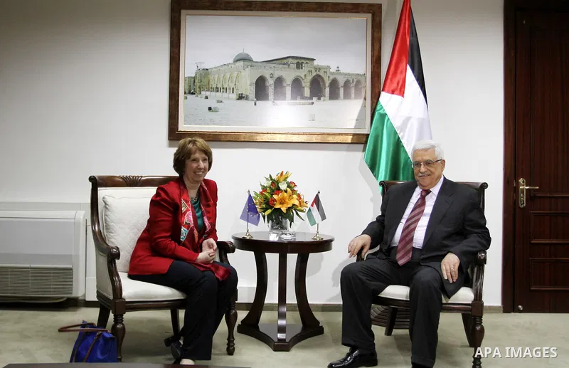 Palestinian President Mahmoud Abbas meet with European Union High Representative of the Union for Foreign Affairs and Security Policy Baroness Catherine Ashton, in the West Bank city of Ramallah, June 19, 2013. Photo by...