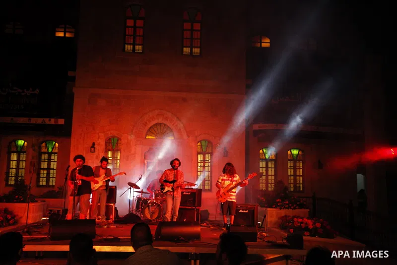 Strawberry Syrian band participate in eighteen Jerusalem festival in the West Bank of Jerusalem City on June 30, 2013. Photo by Saeed Qaq