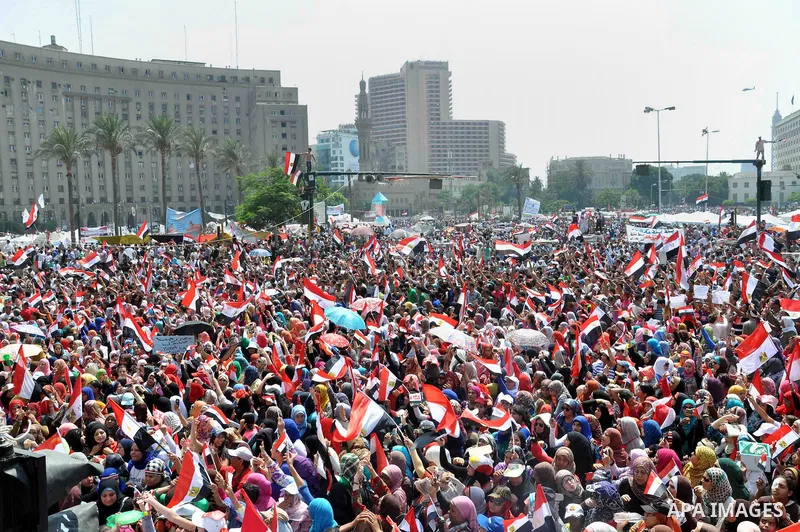 Egyptian protesters take part in a protest against President Morsi, in Tahrir square, Cairo, Egypt, 02 July 2013. Islamist President Mohamed Morsi on 02 July criticized an ultimatum by the Egyptian military to resolve a...