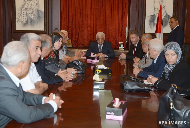 Palestinian President Mahmoud Abbas meets with leaders of Fatah movement in Lebanon, in Beirut, 05 July 2013. Abbas arrived in Beirut on 03 July for a three-day official visit. Photo by Thaer Ganaim