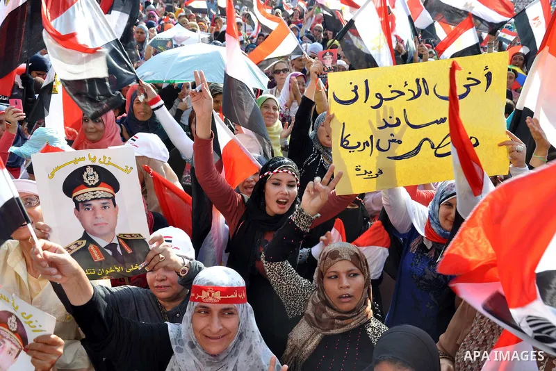 Egyptian protesters take part in a rally against US President Barack Obama in Cairo's Tahrir Square, on July 7, 2013. Opponents of Egypt's deposed Islamist president Mohamed Morsi packed Tahrir Square in their tens of th...