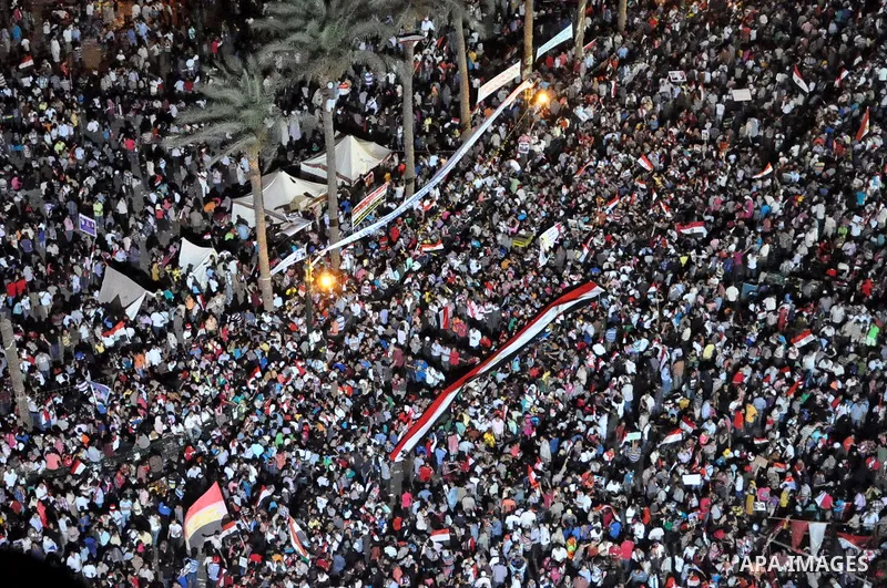 Egyptian opponents of ousted president Mohamed Morsi gather at Tahrir Square in Cairo, Egypt, 26 July 2013. Egyptian authorities on 26 July ordered ousted president Mohammed Morsi to be detained for 15 days pending furth...