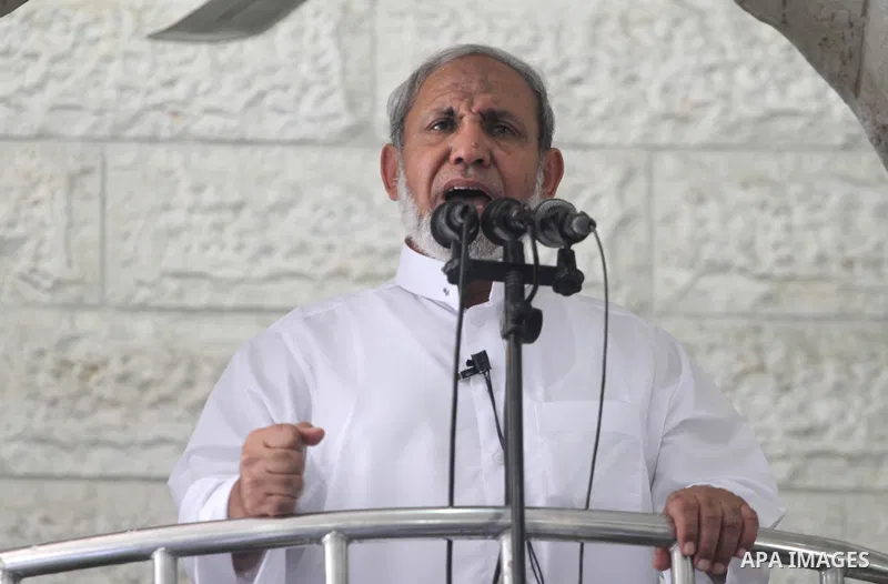 Hamas official Mahmoud al-Zahar gives a speech during a Friday prayer in Gaza City, Friday, Aug. 23, 2013. Photo by Mohammed Asad