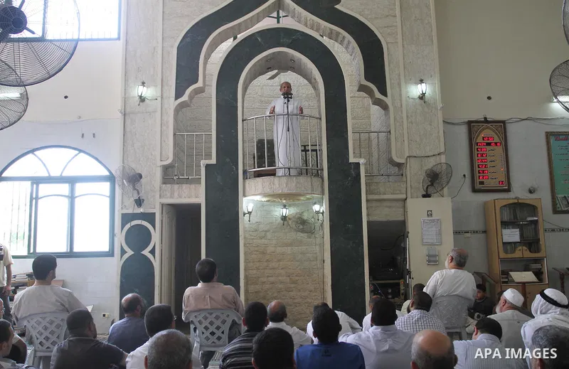 Hamas official Mahmoud al-Zahar gives a speech during a Friday prayer in Gaza City, Friday, Aug. 23, 2013. Photo by Mohammed Asad