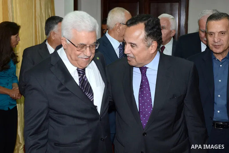 Palestinian President Mahmoud Abbas (Abu Mazen) meets with cEgyptian Foreign Minister Nabil Fahmy in the West Bank city of Ramallah on August 26, 2013. Photo by Thaer Ganaim