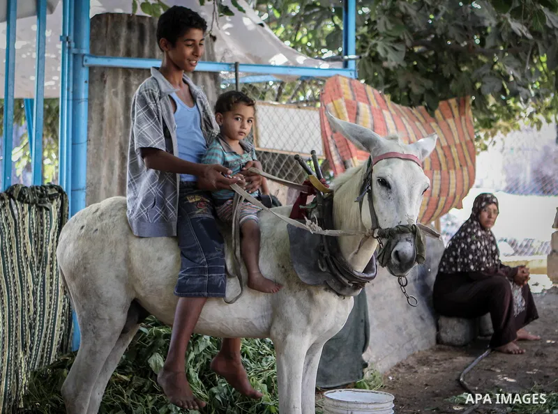 Palestinian children play outside their home in the northern Gaza Strip refugee camp of Jabalia on Sept. 09, 2013. The United Nation says more than half of residents in the Gaza Strip are living under the poverty line. L...