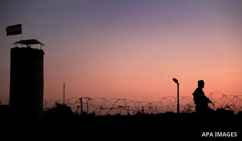 Palestinian Hamas security guards on duty at the border between Egypt and Gaza Strip, in Rafah town southern Gaza Strip, 11 September 2013. Reports state that the Egyptian military has moved to close the smuggling tunnel...