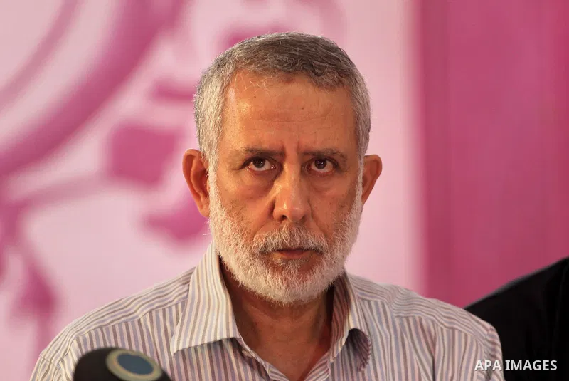 Member of the Political Bureau of the Islamic Jihad movement, Mohammed al-Hindi, attends a press conference with members of the Palestinian Islamic Jihad and Hamas to discuss political developments in Gaza city on Sep. 1...
