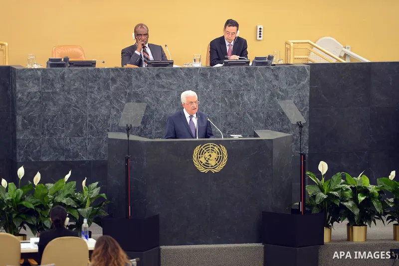Palestinian President Mahmoud Abba, speaks during the general debate of the 68th session of the United Nations General Assembly at United Nations headquarters in New York, New York, USA, 26 September 2013. Photo by Thaer...