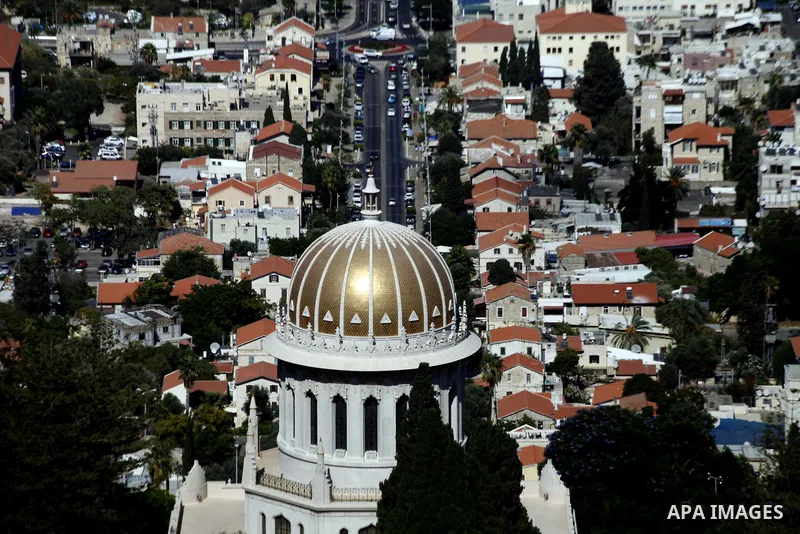 The Baha'i shrine is seen in the northern city of Haifa on Sept. 29, 2013. A gold-enamel domed shrine set among tranquil, dramatically terraced gardens looks out over Israel's busy port city of Haifa and the Mediterranea...