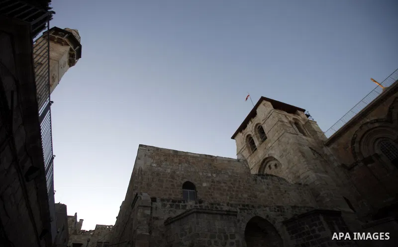 A picture taken on 21 October 2013 shows a part of the Holy Sepulchre in Jerusalem's Old City. The site is said to believed to be the place where Jesus was buried. Photo by Saeed Qaq