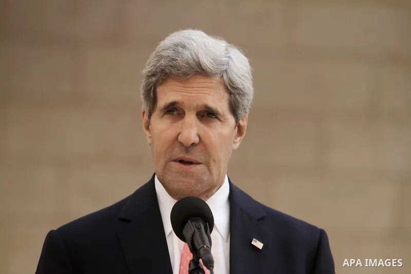 US Secretary of State John Kerry speaks to the media after his meeting with the Palestinian President Mahmoud Abbas during a visit to the West Bank city of Bethlehem, 06 November 2013. Kerry began a day of meetings in Je...