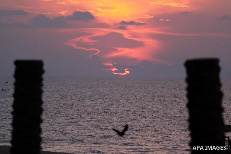 The sunset over the Mediterranean sea seen from Gaza City, November 17, 2013. Photo by Mohammed Asad