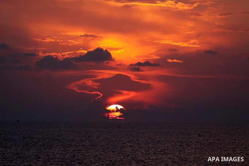 The sunset over the Mediterranean sea seen from Gaza City, November 17, 2013. Photo by Mohammed Asad